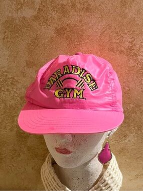 Paradise Gym Neon Pink Baseball Cap and Bright Hot-Pink Earrings